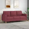 Image de vidaXL Canapé à 3 places Rouge bordeaux 180 cm Tissu 359105