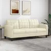 Image de vidaXL Canapé à 3 places Crème 180 cm Similicuir 359123