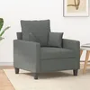 Image de vidaXL Fauteuil Siège avec Accoudoirs et Dossier Rembourrés Canapé avec Coussin Meuble de Salle de Séjour Moderne Gris 359252