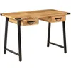 Image de Bureau - VIDAXL - Table dÉtude en Bois de Manguier Massif - 2 Tiroirs - 120x60 cm - Style Contemporain