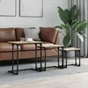 Image de vidaXL Tables Console Gigognes 3 pcs Bouts de Canapé Tables dAppoint Meubles de Salon Entrée Couloir Industriel Chêne 837818