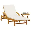 Image de vidaXL Chaise longue avec coussin et table bois dacacia massif 3206362