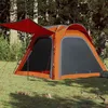 Image de vidaXL Tente de Camping 4 Personnes Tente dOmbrage avec Sac Auvent Portable avec Parois Latérales Gris et Orange 94358