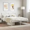 Image de vidaXL Cadre de lit métal avec tête de lit blanc 150x200 cm 373840