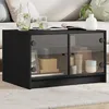 Image de vidaXL Table basse avec portes en verre noir 68x50x42 cm 836365