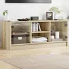 Image de vidaXL Meuble TV avec portes en verre chêne sonoma 102x37x42 cm 836373