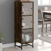 Image de vidaXL Buffet avec portes en verre chêne fumé 35x37x120 cm 836564