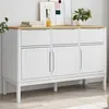 Image de vidaXL Buffet FLORO blanc 114x43x74 cm bois massif de pin meuble de rangement meuble de rangement de cuisine meuble de 374024