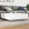 Image de vidaXL Table Basse avec Lumières LED Table dAppoint Bout de Canapé Meuble de Salon Salle de Séjour Moderne Blanc Bois 836602
