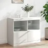 Image de vidaXL Buffet avec lumières LED blanc 81x37x67 cm 836658