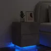 Image de vidaXL Armoire de Chevet avec Lumières LED Table de Chevet avec 7 Tiroirs Table de Nuit Chambre Moderne Gris Béton Bois 836741