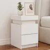 Image de vidaXL Table de Chevet avec Lumières LED Armoire de Lit avec Rangement Table de Nuit Armoire de Nuit Moderne Blanc Bois 836749