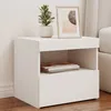 Image de vidaXL Table de Chevet avec Lumières LED Armoire de Lit avec Rangement Table de Nuit Armoire de Nuit Moderne Blanc Bois 836763