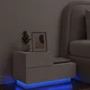 Image de vidaXL Table de Chevet avec Lumières LED Armoire de Nuit avec Rangement Table de Nuit Armoire de Chevet Chambre Moderne 836777