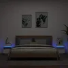 Image de vidaXL Armoires de Chevet avec Lumières LED 2 pcs Tables de Chevet avec Rangement Tables de Nuit Chambre Moderne Blanc 836785