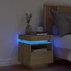 Image de vidaXL Armoire de Chevet avec Lumières LED Table de Chevet avec Rangement Table de Nuit Chambre Moderne Chêne Sonoma 836788