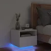 Image de vidaXL Table de Chevet avec Lumières LED Armoire de Nuit avec Rangement Table de Nuit Meuble de Chambre Moderne Blanc 836798