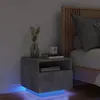 Image de vidaXL Table de Chevet avec Lumières LED Armoire de Nuit avec Rangement Table de Nuit Meuble de Chambre Moderne Chêne 836804