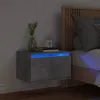 Image de vidaXL Table de Chevet Murale avec Lumières LED Armoire de Nuit Table de Nuit Armoire de Chevet Chambre Moderne Gris 836832