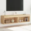 Image de vidaXL Meubles TV avec Lumières LED 2 pcs Armoires de Télévision Murales Meubles Télé Suspendus Moderne Chêne Sonoma 837132