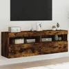 Image de Meuble TV mural - VIDAXL - 2pcs - Chêne fumé - Lumières LED RVB - 60x30x40 cm