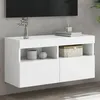 Image de vidaXL Meuble TV Mural avec Lumières LED Armoire de Télévision Suspendue avec Rangement Meuble Télé Flottant Salon 837197