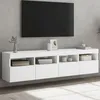 Image de vidaXL Meubles TV Muraux avec Lumières LED 2 pcs Armoires de Télévision Suspendues avec Rangement Meubles Télé Flottants 837198