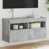 Image de vidaXL Meuble TV mural avec lumières LED gris béton 80x30x40 cm 837203