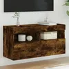 Image de vidaXL Meuble TV Mural avec Lumières LED Armoire de Télévision Suspendue avec Rangement Meuble Télé Flottant Moderne 837205