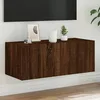 Image de vidaXL Meuble TV Mural avec Lumières LED Armoire de Télévision Suspendue Meuble Télé Flottant Moderne Chêne Marron Bois 837293