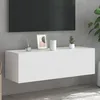 Image de vidaXL Meuble TV Mural avec Lumières LED Armoire de Télévision Suspendue avec Rangement Meuble Télé Flottant Moderne 837295