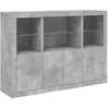 Image de Buffet bas - VIDAXL - 3 pcs - Gris béton - Bois dingénierie - Éclairage LED réglable