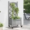 Image de vidaXL Jardinière avec treillis et roues gris bois massif de sapin 3207645