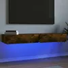 Image de vidaXL Meubles TV avec lumières LED 2 pcs chêne fumé 60x35x155 cm armoire avec lumières led support tv armoire murale 842897