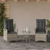 Image de vidaXL Chaises inclinables jardin lot de 2 et coussins résine tressée 365270
