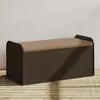 Image de vidaXL Banc de rangement et coussin marron 115x51x52 cm résine tressée 365729
