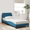 Image de vidaXL Cadre de Lit avec Tête de Lit Lit Rembourré avec Sommier à Lattes Lit Simple avec Pied Lit Adulte de Chambre Bleu 373076