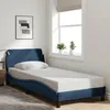 Image de vidaXL Cadre de lit avec tête de lit Dover bleu 90x190 cm tissu 373091