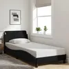 Image de vidaXL Cadre de Lit avec Tête de Lit Lit Rembourré avec Sommier à Lattes Lit Simple avec Pied Lit Adulte de Chambre Noir 373107