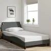 Image de vidaXL Cadre de Lit avec Tête de Lit Lit Rembourré avec Sommier à Lattes Lit Simple avec Pied Chambre Gris Foncé 100x200 373126