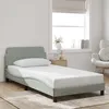 Image de vidaXL Cadre de Lit avec Tête de Lit Lit Rembourré avec Sommier à Lattes Lit Simple avec Pied Chambre Gris Clair 100x200 373132