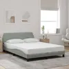 Image de vidaXL Cadre de Lit avec Tête de Lit Lit Rembourré avec Sommier à Lattes Lit Double avec Pied Chambre Gris Clair 120x200 373152