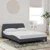 Image de vidaXL Cadre de Lit avec Tête de Lit Lit Rembourré avec Sommier à Lattes Lit Double avec Pied Chambre à Coucher Gris 373173