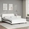 Image de vidaXL Cadre de lit Dover blanc et noir 140x190 cm similicuir 373184