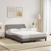 Image de vidaXL Cadre de Lit avec Tête de Lit Lit Rembourré avec Sommier à Lattes Lit Double avec Pied Chambre à Coucher Taupe 373189