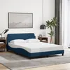Image de vidaXL Cadre de Lit avec Tête de Lit Lit Rembourré avec Sommier à Lattes Lit Double avec Pied Chambre à Coucher Bleu 140 373191