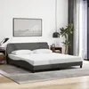 Image de vidaXL Cadre de Lit avec Tête de Lit Lit Rembourré avec Sommier à Lattes Lit Double avec Pied Chambre à Coucher Gris 373226