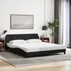 Image de vidaXL Cadre de Lit avec Tête de Lit Lit Rembourré avec Sommier à Lattes Lit Double avec Pied Chambre à Coucher Noir 180 373227