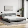 Image de vidaXL Cadre de Lit avec Tête de Lit Lit Rembourré avec Sommier à Lattes Lit Double avec Pied Chambre à Coucher Gris 373245