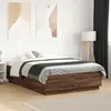 Image de vidaXL Cadre de Lit avec Lumières LED Lit Double avec Sommier à Lattes Lit Adulte de Chambre Moderne Chêne Marron 3209652